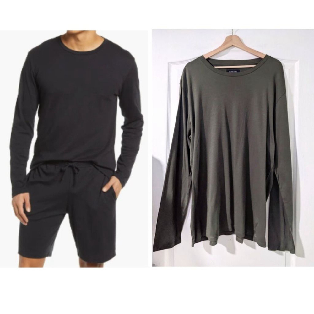 NEW Nordstrom | Long Sleeve Pima Cotton Lounge T-Shirt in Green